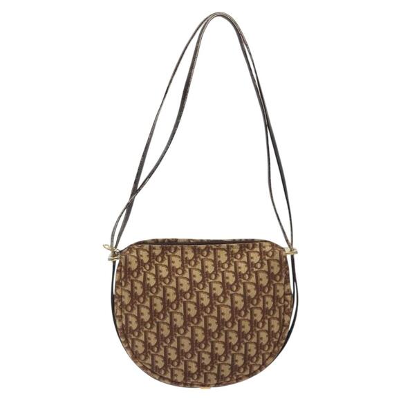 DIOR Trotter Canvas Shoulder Bag Brown Gold - Picture 2 of 12